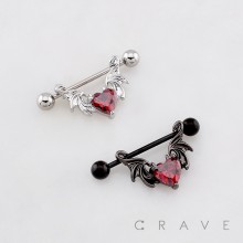 GOTHIC DEVIL OR BAT WINGS 316L SURGICAL STEEL NIPPLE RING